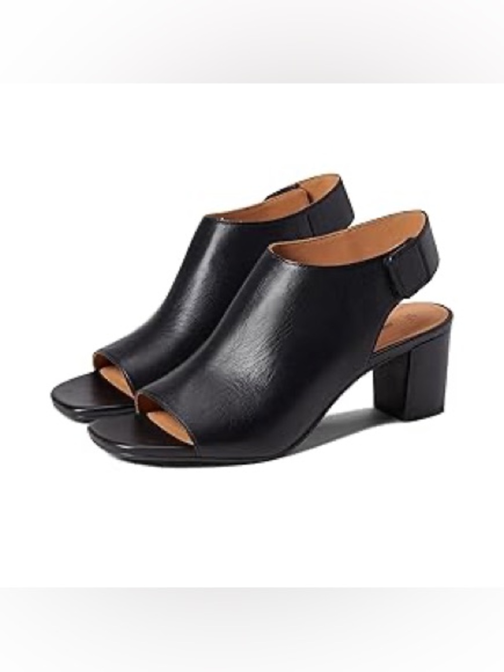 Black Peep-Toe Block Heel Sandals